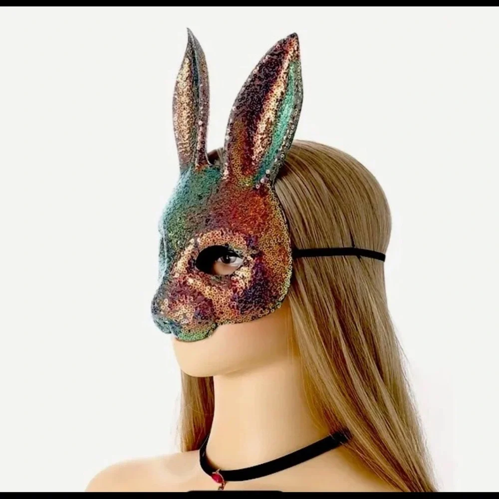 Sparkling Sequin Bunny Party Mask